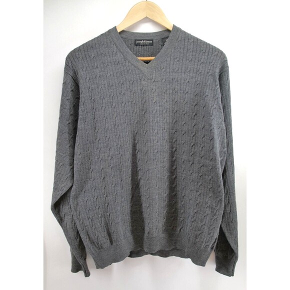 Joseph & Lyman Men's Merino Wool Cable-Knit Sweater Size XL Gray Pullover‎ Italy - Picture 1 of 6